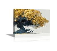 HOQIU Black And White Canvas Wall Art Deer painting under the tree prints for walls, canvas wall art, for Living Room Bedroom Bathroom Home Office Wall Decoration(black and white)-40x60cm Framed