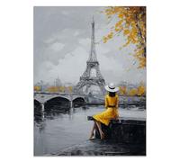 HOQIU Black And White Posters A painting of a woman in yellow by the river canvas wall art, painting and decor, for Living Room Bedroom Home Decoration(black and white)-70x100cm Unframed