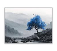 HOQIU Black And White Posters Painting of blue leaves by the stream prints for walls, canvas wall art, for Living Room Bedroom Bathroom Home Office Wall Decoration(black and white)-70x100cm Unframed