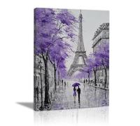 HOQIU Black And White Posters Paris street scene painting in the rain canvas wall art, decorative paintings, for Bedroom Living Room Bathroom Office Home Decoration(black and white)-70x100cm Framed