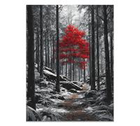 HOQIU Canvas Wall Art Red leaf trees in the forest canvas art, art print, house decor, bedroom wall decor above bed, prints for living room.(red)-30x40cm Unframed