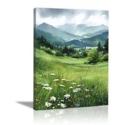 HOQIU Canvas Wall Art Scenery of the steppe mountains canvas art, art print, house decor, bedroom wall decor above bed, prints for living room.(green)-80x120cm Framed