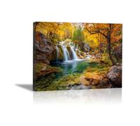 HOQIU Canvas Wall Art The sun rises over the prairie stream canvas art, art print, house decor, bedroom wall decor above bed, prints for living room.(green)-80x120cm Framed