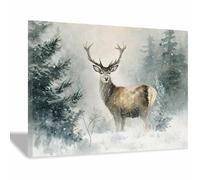 HOQIU Christmas Wall Decor snows House Cardinals parent-child painting wall decoration, for Bedroom Living Room Bathroom Office Home Decoration.(Multicolor)-70x100cm Framed