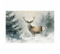 HOQIU Christmas Wall Decor snows House Cardinals parent-child painting wall decoration, for Bedroom Living Room Bathroom Office Home Decoration.(Multicolor)-70x100cm Unframed