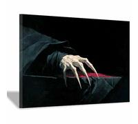 HOQIU halloween wall art Creepy Hand with Blood decorative painting, wall art, for Living Room Bathroom Bedroom Kitchen Decoration.(black)-30x40cm Framed