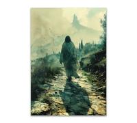 HOQIU Jesus Canvas Wall Art Majestic Jesus Canvas Print jesus walking on the road Christian Faith Spiritual Home Canvas Art Wall Decor gray,brown L-30x40cm Unframed