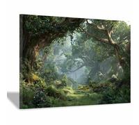 HOQIU Landscape wall art Ancient Forestse Path canvas art, art print, house decor, bedroom wall decor above bed, prints for living room.(Multicolor)-70x100cm Framed