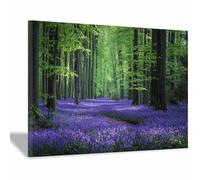 HOQIU Landscape wall art Bluebell Forestse Carpet canvas art, art print, house decor, bedroom wall decor above bed, prints for living room.(Multicolor)-60x80cm Framed
