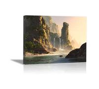 HOQIU Natural Scenery Wall Art Grassland pasture scenery decorative painting, wall art, for Living Room Bathroom Bedroom Kitchen Decoration.(orange)-80x120cm Framed