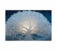 HOQIU Print Canvas Poster Decor Glowing Silver Night Tree canvas prints, nature wall art, for Bathroom Home Office Decor(Multicolor)-40x60cm Unframed