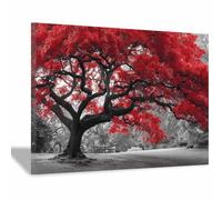 HOQIU Print Canvas Poster Decor Red Tree in Black and White Parks canvas prints, nature wall art, for Bathroom Home Office Decor(red)-60x80cm Framed