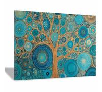 HOQIU Print Canvas Poster Decor Turquoise Dot Pattern Tree canvas prints, nature wall art, for Bathroom Home Office Decor(Multicolor)-30x40cm Framed