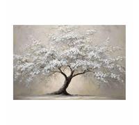 HOQIU Print Canvas Poster Decor White bloomingTree Painting, Classic Wall Decor canvas prints, nature wall art, for Bathroom Home Office Decor(white)-30x40cm Unframed