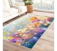 HOQIU Shaggy Rug Print of small flowers blooming in the grass Hallway Rug, Bedroom Carpet, Indoor Door Mat, Area Rugs For Living Room,Home Decoration.(purple)-120x180cm