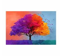 HOQIU Tree Of Life Wall Art Golden Tree Stars River Celestial Wall Art canvas prints, nature wall art, for Bathroom Home Office Decor(yellow)-60x80cm Unframed