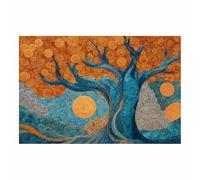 HOQIU Tree Of Life Wall Art Pink Cherries bloomingCrescent Moon Art canvas prints, nature wall art, for Bathroom Home Office Decor(powder)-70x100cm Unframed