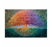 HOQIU Tree Of Life Wall Art Rainbow Root Fantasy Tree canvas prints, nature wall art, for Bathroom Home Office Decor(Multicolor)-60x80cm Unframed