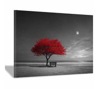 HOQIU Tree Of Life Wall Art Turquoise Tree Vintage Illustration Wall Art canvas prints, nature wall art, for Bathroom Home Office Decor(blue)-60x80cm Framed