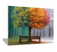 HOQIU tree wall art Four seasons of stools artwork, home canvas prints, for Bathroom Living Room Bedroom(Multicolor)-40x60cm Framed