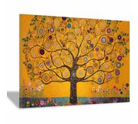 HOQIU Tree Wall Art Klimt Style Colorful Tree artwork, home canvas prints, for Bathroom Living Room Bedroom(Multicolor)-80x120cm Framed
