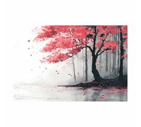 HOQIU tree wall art Mangrove ink lake artwork, home canvas prints, for Bathroom Living Room Bedroom(Multicolor)-60x80cm Unframed