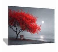 HOQIU tree wall art Mangrove moonshore humanities artwork, home canvas prints, for Bathroom Living Room Bedroom(Multicolor)-40x60cm Framed