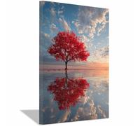 HOQIU tree wall art Mangrove water mirror scenery artwork, home canvas prints, for Bathroom Living Room Bedroom(Multicolor)-30x40cm Framed