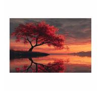 HOQIU tree wall art The mangrove lake reflects the sunset artwork, home canvas prints, for Bathroom Living Room Bedroom(Multicolor)-80x120cm Unframed