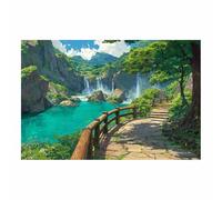 HOQIU Wall art for home decor Boardwalk Waterfall Views canvas artwork for wall, art prints, For living room, bedroom, bathroom, dining room, painting and decor.(Multicolor)-70x100cm Unframed