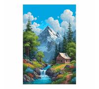 HOQIU Wall art for home decor Cabin Mountainse Stream Views canvas artwork for wall, art prints, For living room, bedroom, bathroom, dining room, painting and decor.(Multicolor)-60x80cm Unframed