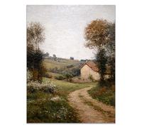 HOQIU Wall Art For Home Decor Painting of a hut on the grassland canvas artwork for wall, art prints, For living room, bedroom, bathroom, dining room, painting and decor.(green)-40x60cm Unframed