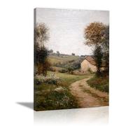 HOQIU Wall Art For Home Decor Painting of a hut on the grassland canvas artwork for wall, art prints, For living room, bedroom, bathroom, dining room, painting and decor.(green)-40x60cm Framed