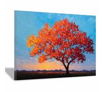 HOQIU wall pictures Mangrove sunset painting tree poster, landscape wall art, for Living Room Bedroom Bathroom.(Multicolor)-60x80cm Framed
