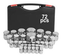 Hoqqf 72PCS JIC Cap and Plug Set, Hydraulic Line Caps and Plugs Fitting Set for Industrial Equipment, Carbon Steel and Zinc, 37° Flare, Size 4 6 8 10 12 16