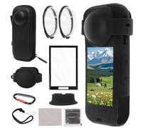 Hoqqf 9-in-1 Camera Accessory Kit Compatible with Insta360 X5 Lens Guard, Screen Protector, Silicone Case, Dual-Lens Cover, Hard Travel Case and Desktop Mount Kit