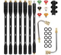 Hoqqf Upgraded Pressure Washer Extension Wand,Up to 115in,4000 PSI Gutter Cleaner Attachment with 6 Tips,1/4"Quick Connect, Leak-Resistant Ring