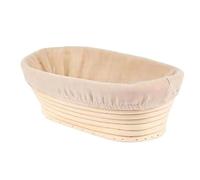 Hoquare 25cm Oval Bread Proofing Basket Ellipse Natural Rattan Sourdough Proving Basket Banneton Dough Baking Mold with Cloth Liner 25x15x8cm for Professional Home Bakers Starter Kit