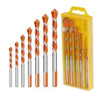 Hoquare Masonry Drill Bits Set, 7pcs Heavy Duty Carbide Hammer Drill Bits, Porcelain/Diamond/Glass/Brick/Cement/Wood/Tile Drill Bit Set, Industrial Strength Drill Bits(3 4 5 6 8 10 12mm)