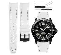 HORACE 22mm Rubber Watch Strap Compatible with Blancpain x Swatch Scuba Fifty Fathoms (White - Black Stitching)