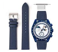 HORACE Grained Leather Quick Release Universal Watch Strap Compatible with Omega x Swatch MoonSwatch 20mm (Navy Blue - Navy Blue)