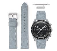 HORACE Grained Leather Quick Release Universal Watch Strap Compatible with Omega x Swatch MoonSwatch 20mm (Gray - Gray)