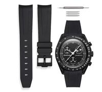 HORACE Omega x Swatch MoonSwatch compatible rubber watch strap 20mm (Black - Black)