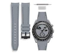 HORACE Omega x Swatch MoonSwatch compatible rubber watch strap 20mm (Grey - Black Stitching)