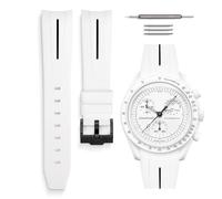 HORACE Omega x Swatch MoonSwatch compatible rubber watch strap 20mm (White - Black line)