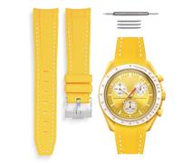 HORACE Omega x Swatch MoonSwatch compatible rubber watch strap 20mm (Yellow - White Stitching)