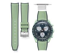 HORACE Universal bi-color rubber quick-release watch strap compatible with Omega x Swatch MoonSwatch 20mm (Green - Blue - Silver)
