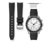 HORACE Universal bi-color rubber quick-release watch strap compatible with Omega x Swatch MoonSwatch 20mm (Black - Grey - Silver)