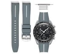 HORACE Universal rubber quick release strap compatible with Omega x Swatch MoonSwatch 20 mm (Gray - White line - Silver)