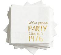 Horaldaily 100 Birthday Disposable Paper Decorative Luncheon Napkins, We're Gonna Party Like It's 1976 Hand Towel for Anniversary Party Lunch Dinner Kitchen Bathroom